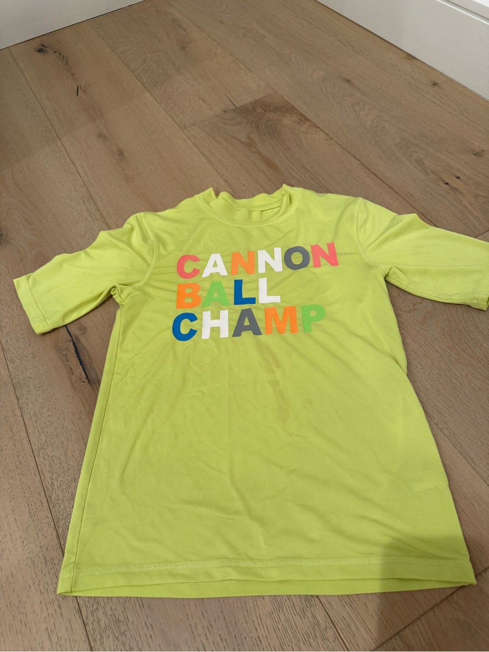 Cat & Jack Neon Yellow rash guard swim top size small 8/10